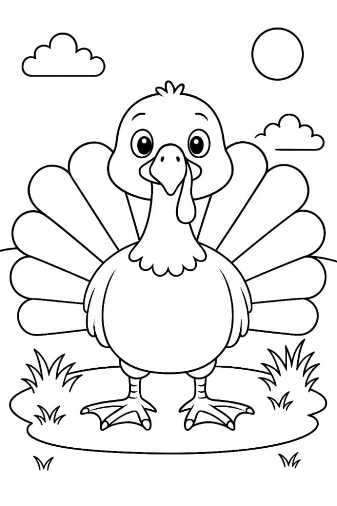 Big Feather Turkey Coloring Page