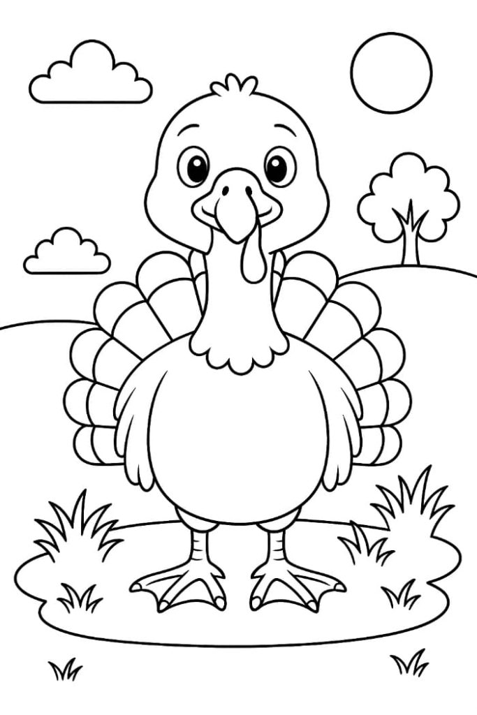 Cute Turkey Coloring Page