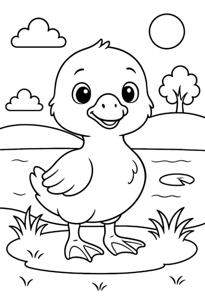 Baby Gosling Coloring Page
