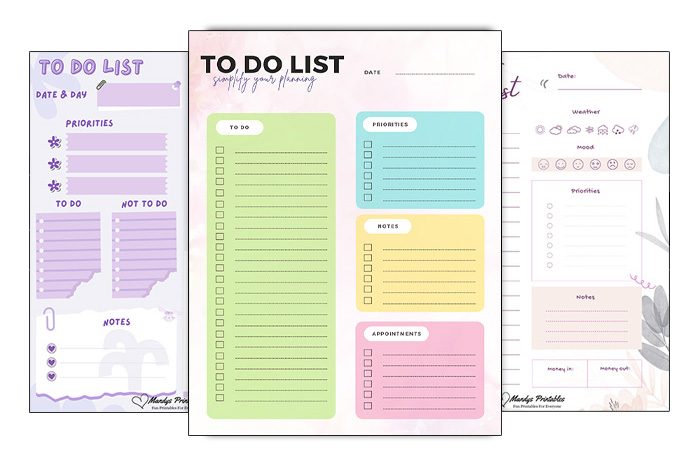 printable to do list planners