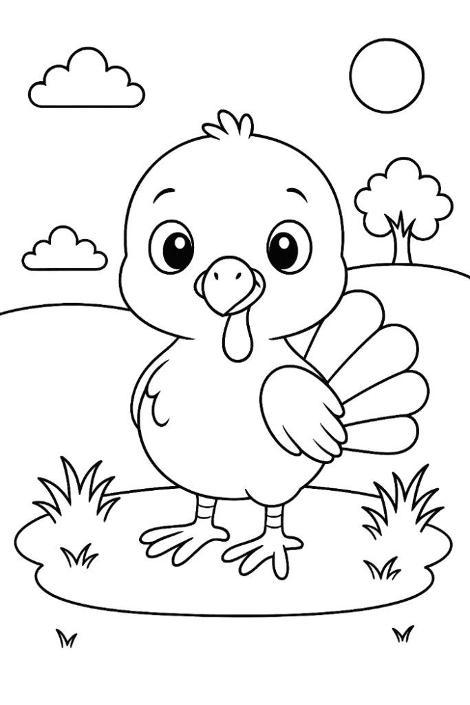 Baby Turkey Chick Coloring Page
