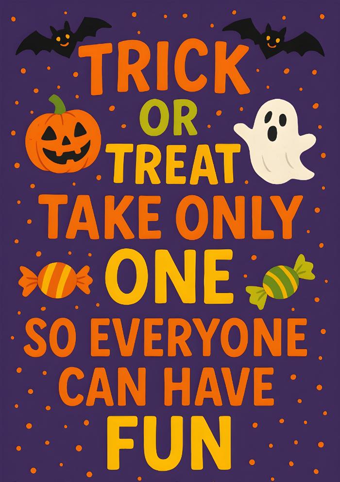 take one candy sign halloween