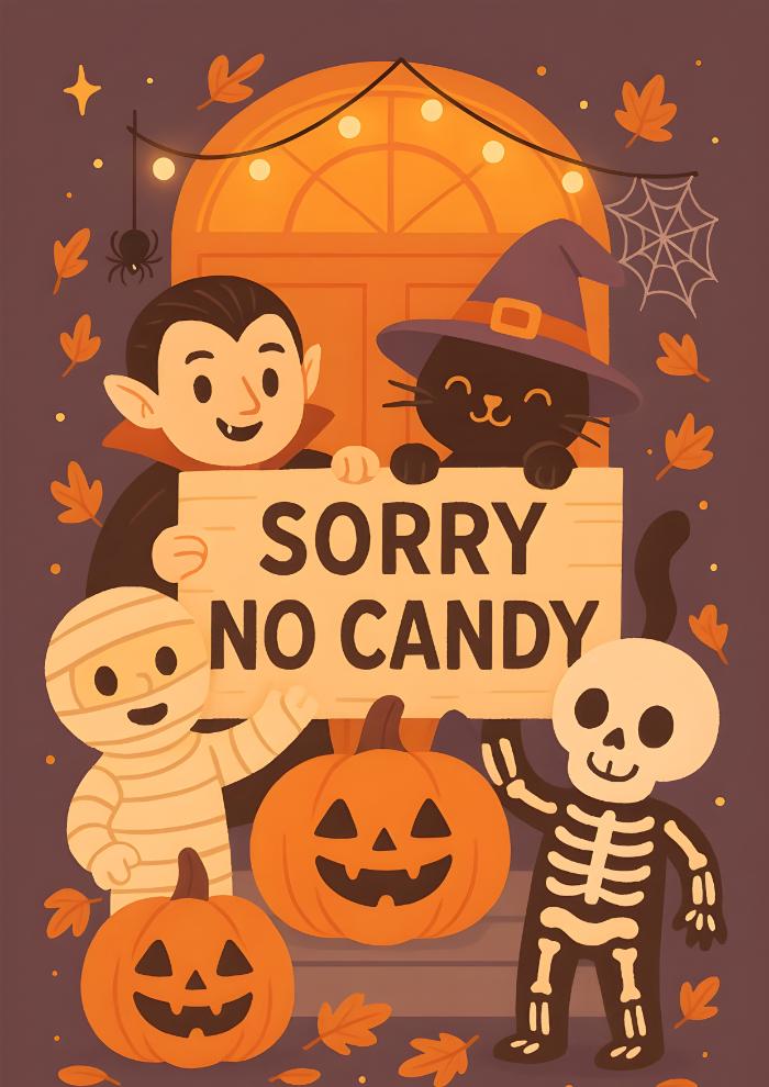 no candy halloween sign