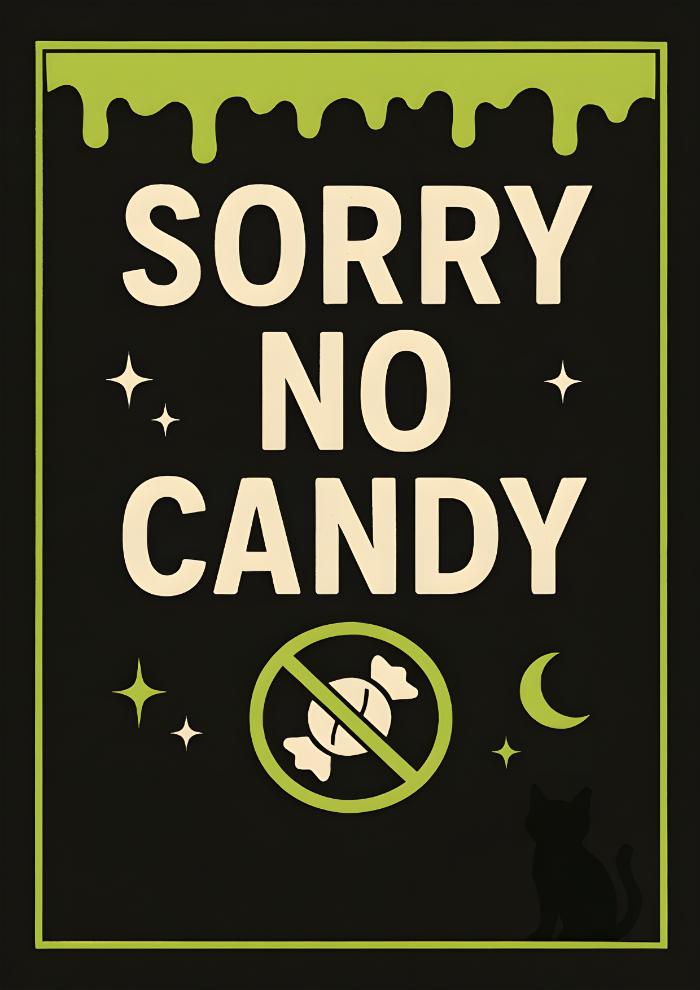 sorry no candy sign