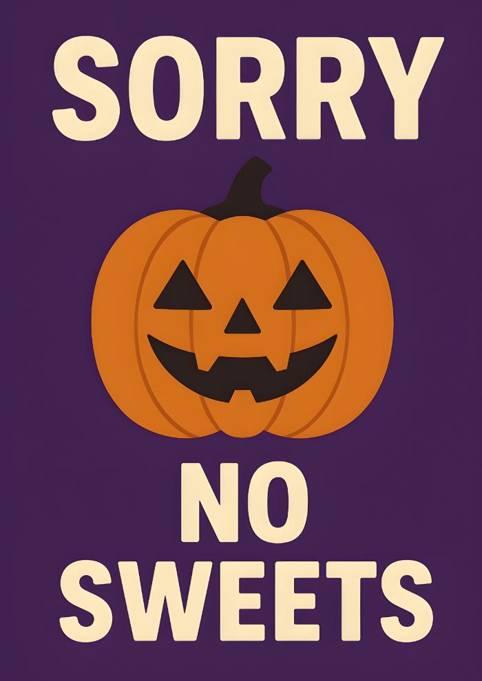 sorry no sweets sign