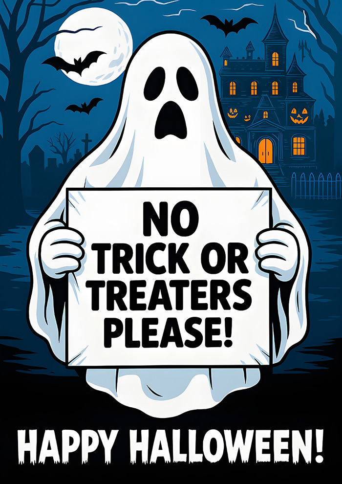 sorry no trick or treaters sign
