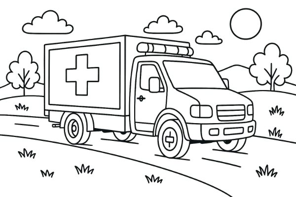 Ambulance Truck Coloring Page