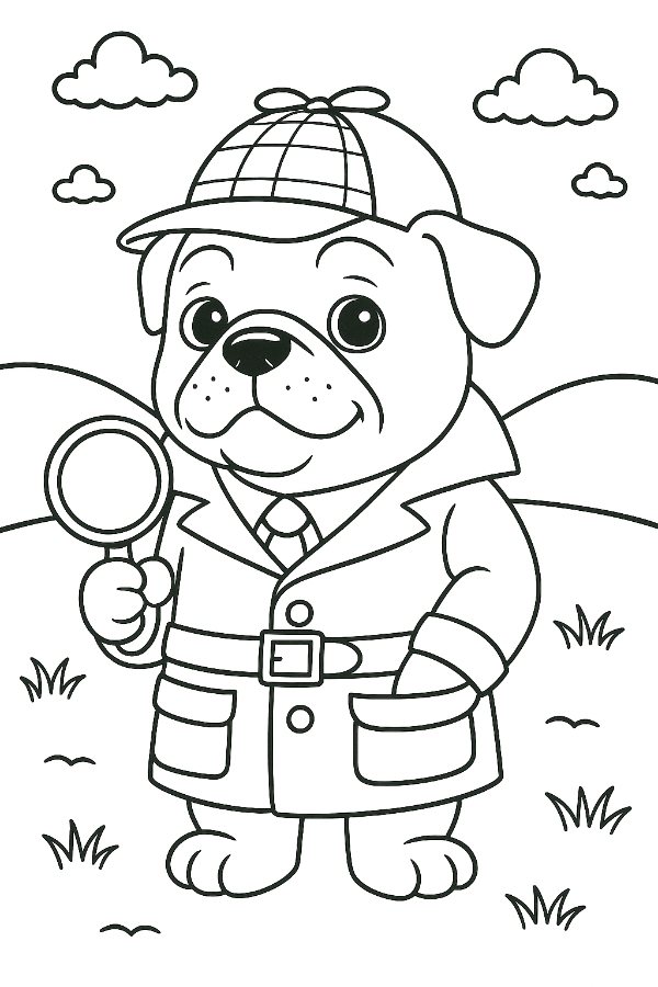 Bulldog Puppy Sleeping on the Couch Coloring Page