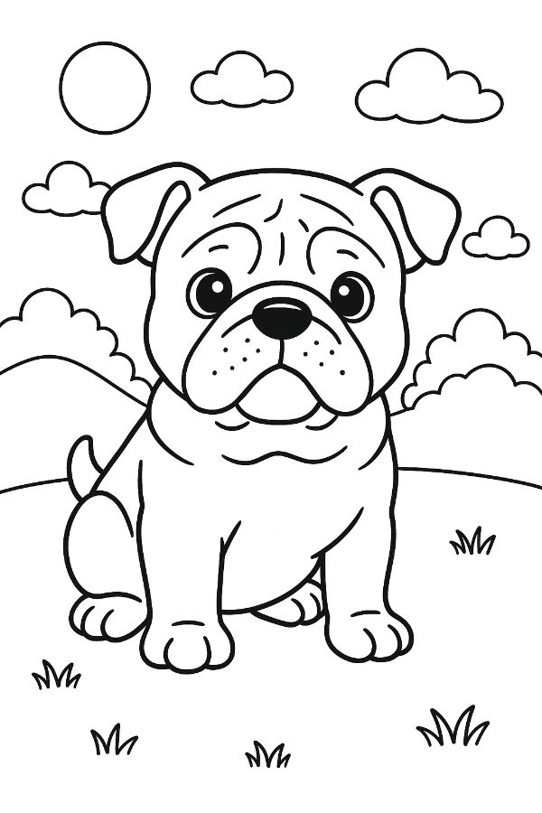 Bulldog Puppy Coloring Page