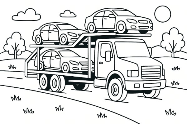 Car Transport Carrier Truck coloring page