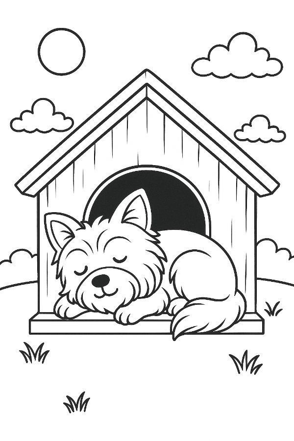Pupple Sleeping Coloring Page