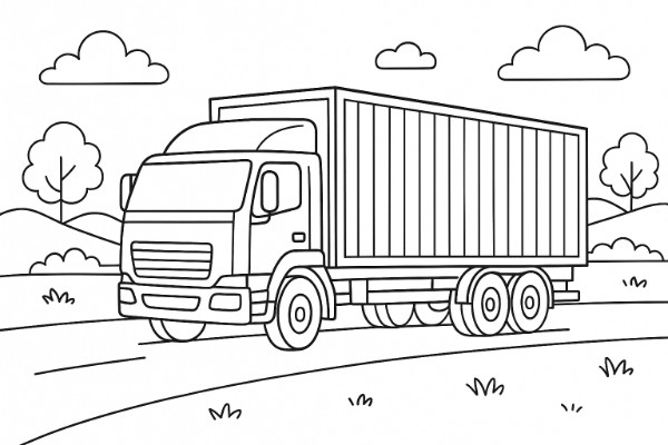 Container Cargo Truck coloring page