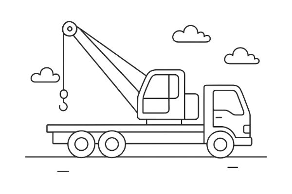 Excavator on a flatbed truck