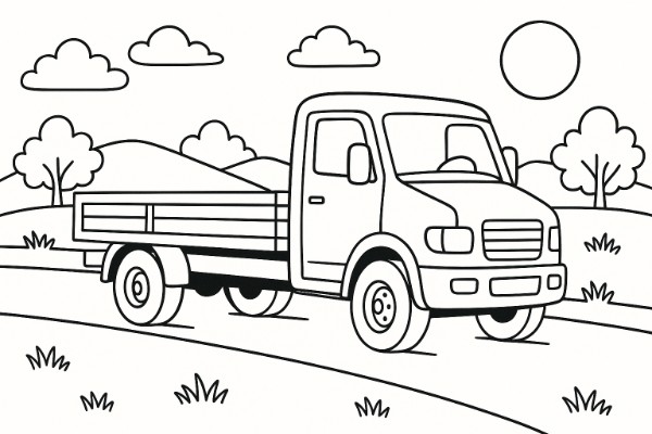 Flatbed Truck Coloring Page