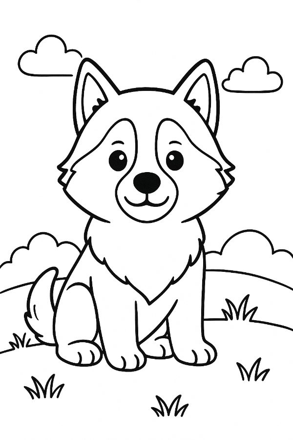 Husky Puppy Coloring Page