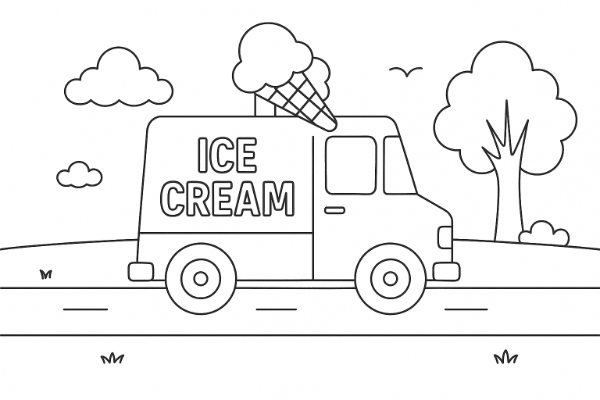 Ice Cream Truck Coloring Page