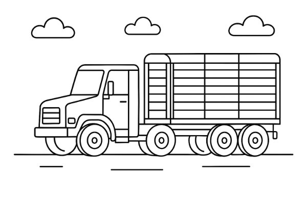 Livestock Transport Truck Coloring Sheet
