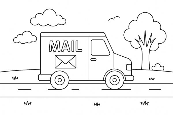 Mail Delivery Truck Coloring Page
