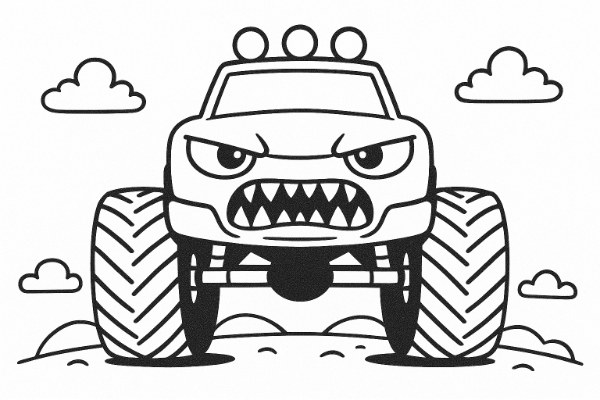 mean monster truck coloring page