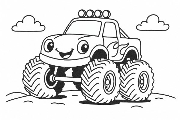 happy monster ttruck coloring page