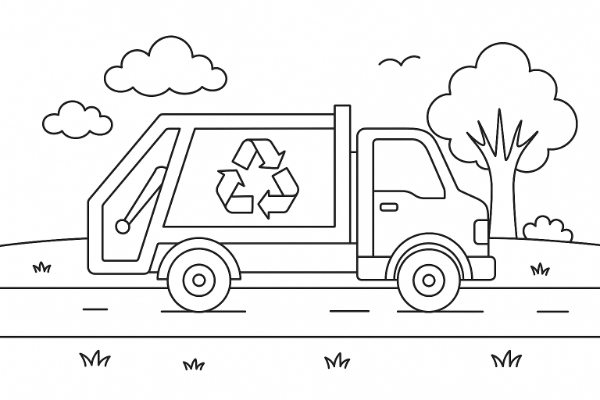 Recycling Truck Coloring Page
