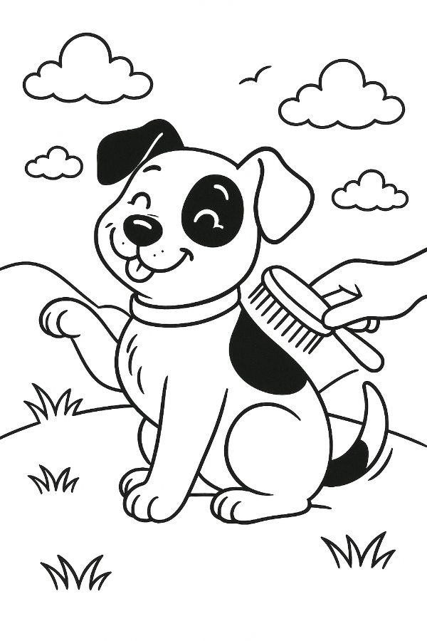 Cute Pupply Chasing A Butterfly Coloring Page