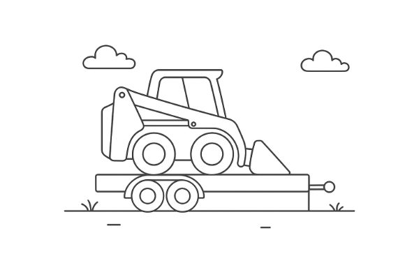 Skid Steer Loader on trailer coloring page
