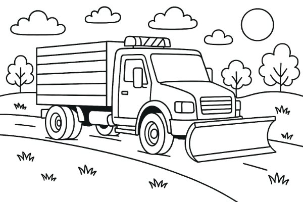 Snow Plough Truck Coloring Page