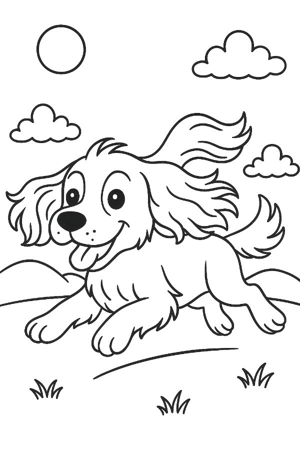 Pupple With Big Ears Running Coloring Page