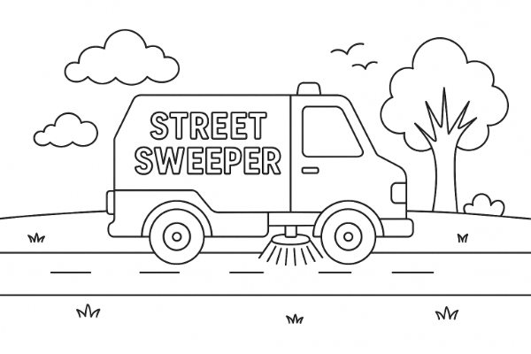 Sweeper Truck Coloring Page