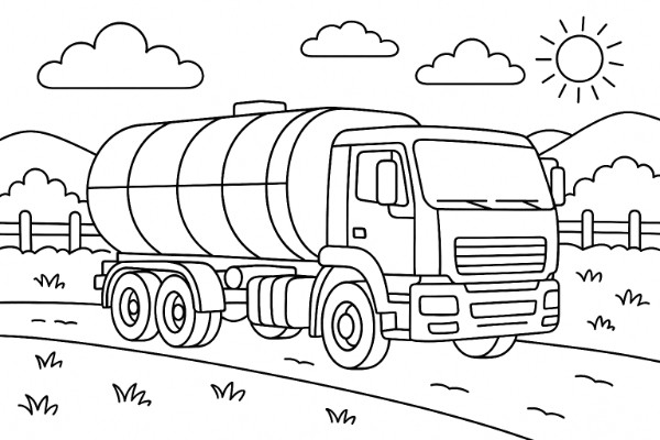 Tanker Truck Coloring Page