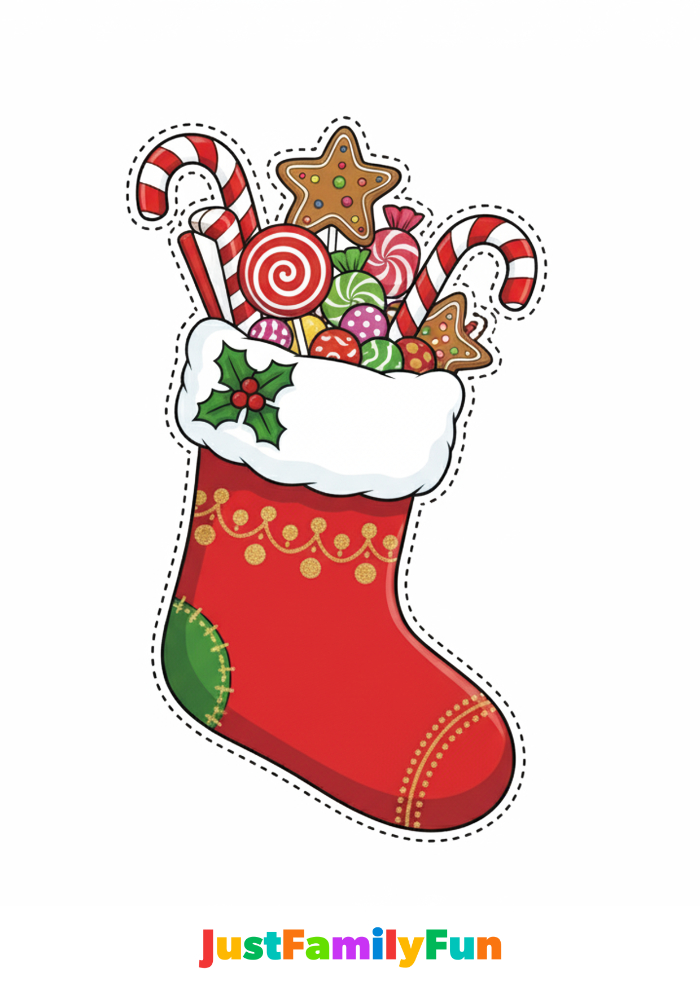 filled christmas stocking template