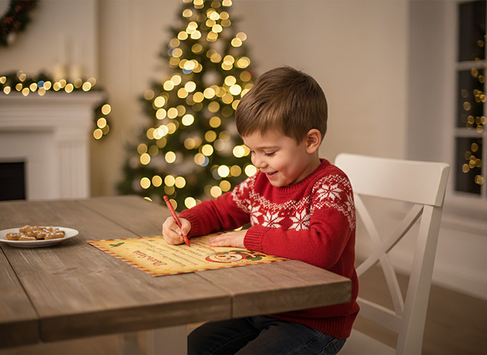 boy writting a letter to santa