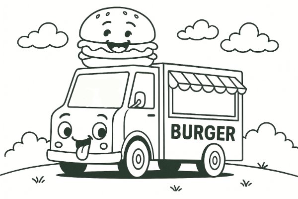 Burger Truck Coloring Page