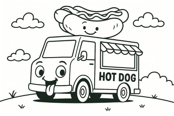 Hotdog Truck Coloring Page