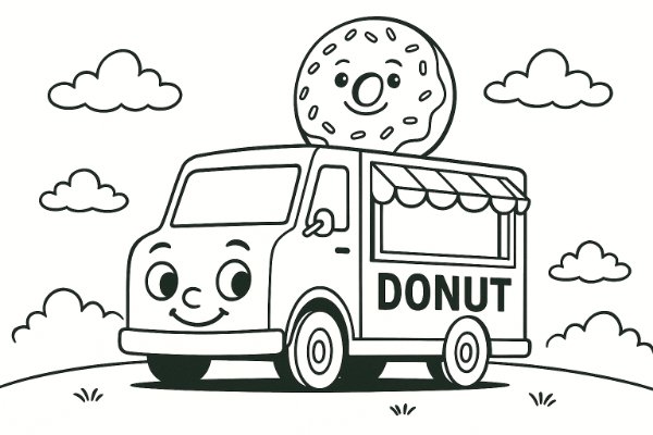 Donut Truck Coloring Page