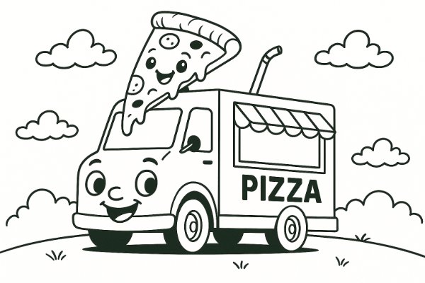 Pizza Truck Coloring Page