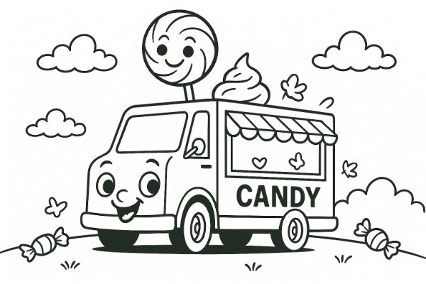 Candy Truck Coloring Page