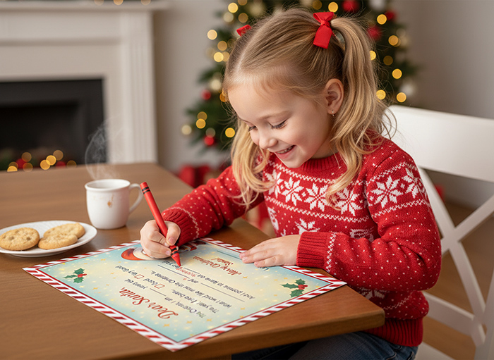 girl writting a letter to santa