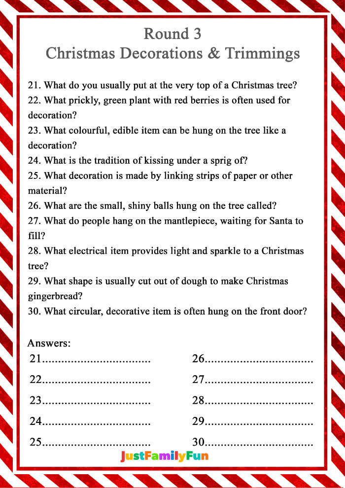 kids christmas trivia games