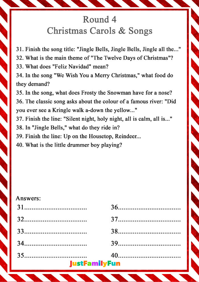 childrens christmas quiz questions and answers