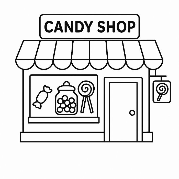 candy shop coloring page