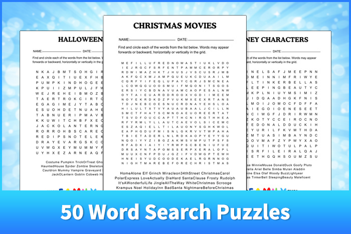 50 Word Search Puzzles