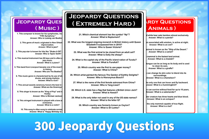 Jeopardy Questions and Answers