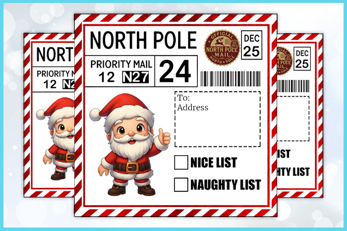 printable santa shipping label