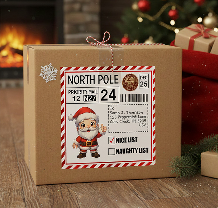 santa shipping label