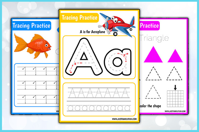 Alphabet Letter Tracing & Shapes Worksheets