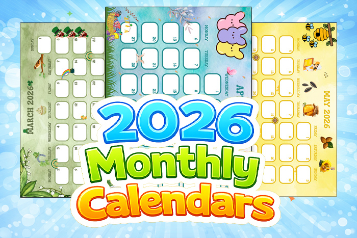 2026 printable monthly calendar