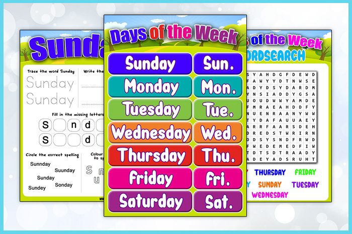 Days of the Week printable worksheets