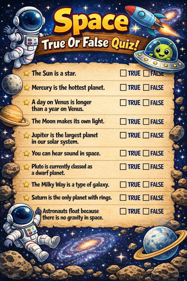 space true or false questions